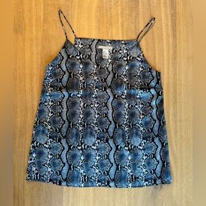 H&M Women’s top Spaghetti Strap. Size 4.  Snake Blue print. Excellent Condition.